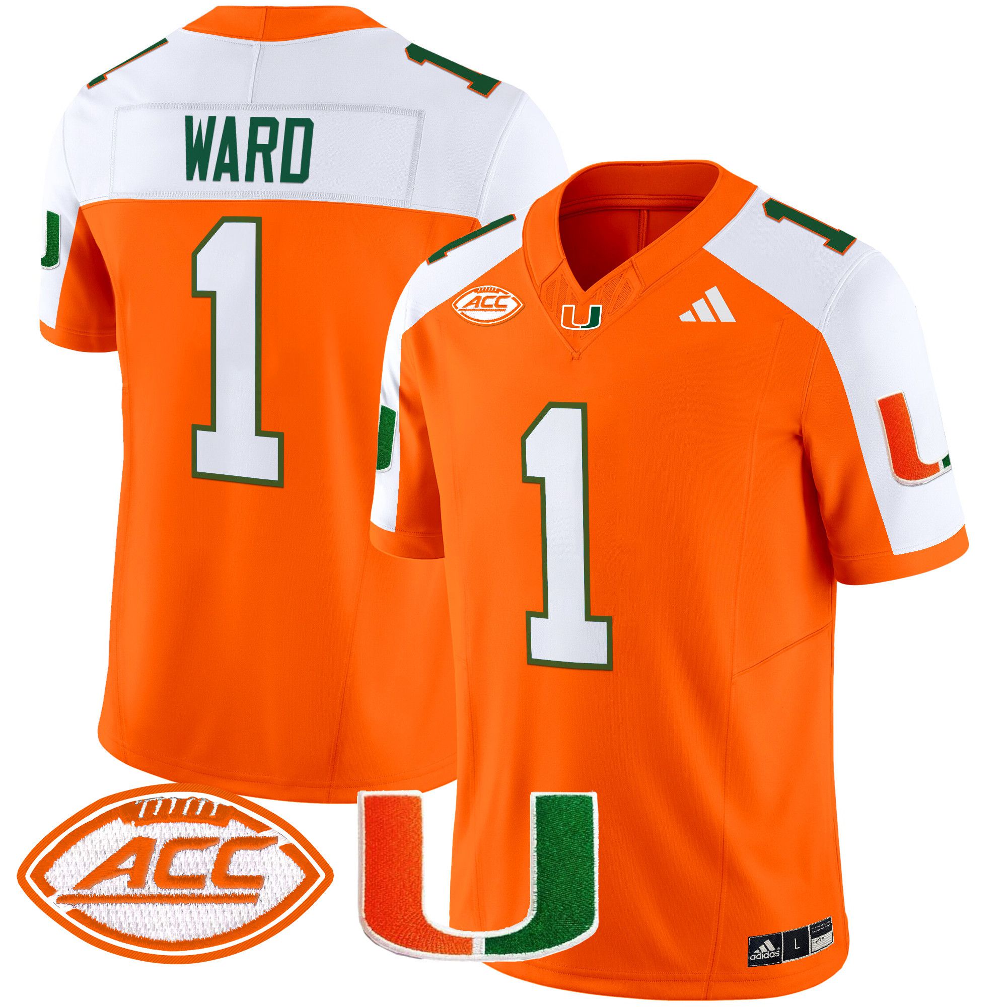 Men Miami Hurricanes #1 Ward Orange 2024 Vapor Limited NCAA Jersey->ncaa teams->NCAA Jersey